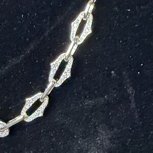 Elegant Silver and Cubic Zirconia Chain Link Necklace MSRP $160